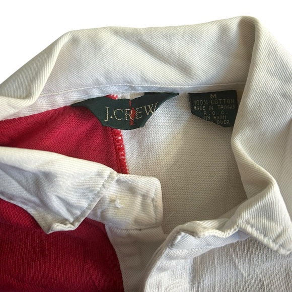 Vintage J.Crew Rugby Shirt Men’s M Red White‎ Navy Block Stripe Long Sleeve Polo - Picture 4 of 5